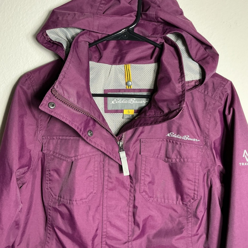 Eddie Bauer Jacket Women Small Purple Travex Weatheredge Waterproof Hooded Rain